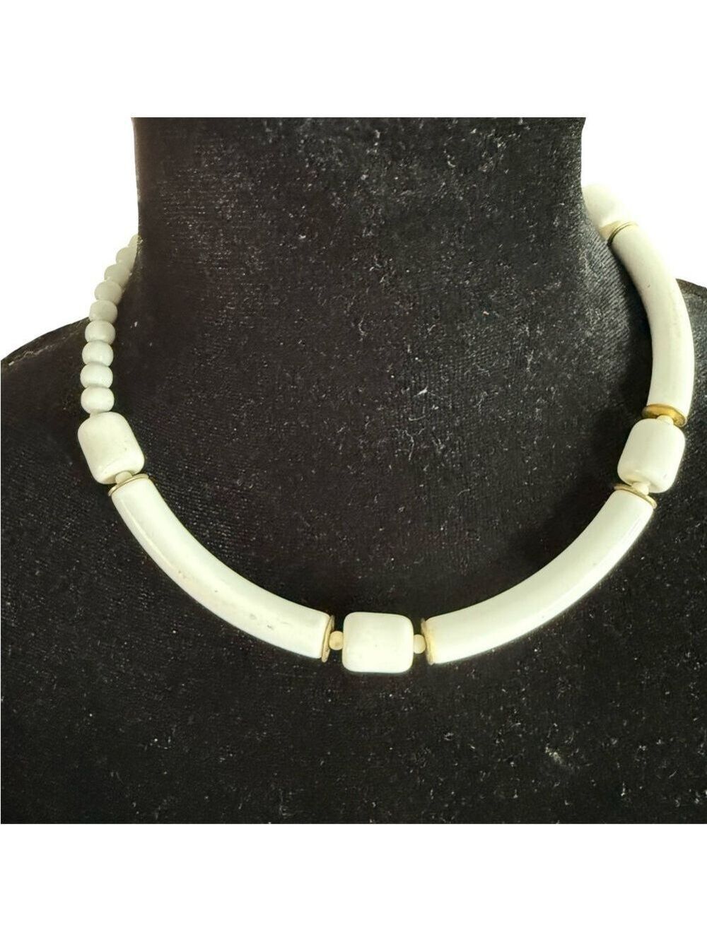 SARAH COVENTRY vintage White Magic Collar Choker Lucite Gold Necklace 50s 60s
